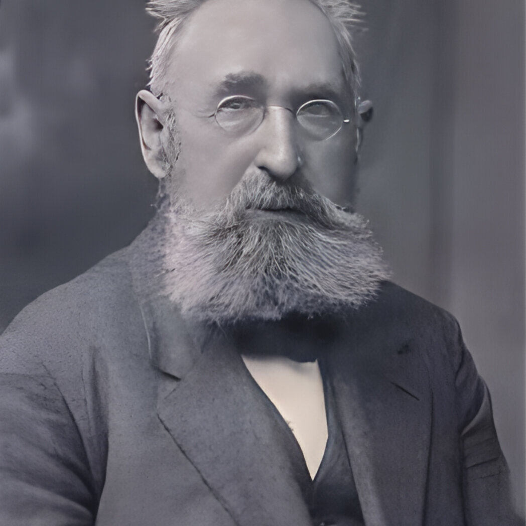 Black and white portrait of Johann Weiß, father of Leonhard Weiß, with a distinctive full beard and glasses